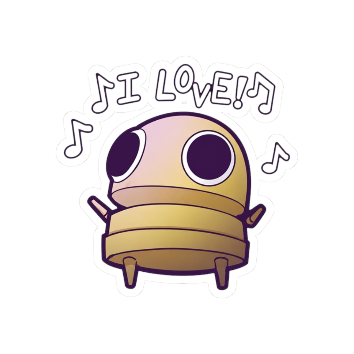 R.E.P.O. I Love Musical Robot Decorative Die-Cut Sticker, Purple and Gold - alternate angle 3, merchandise
